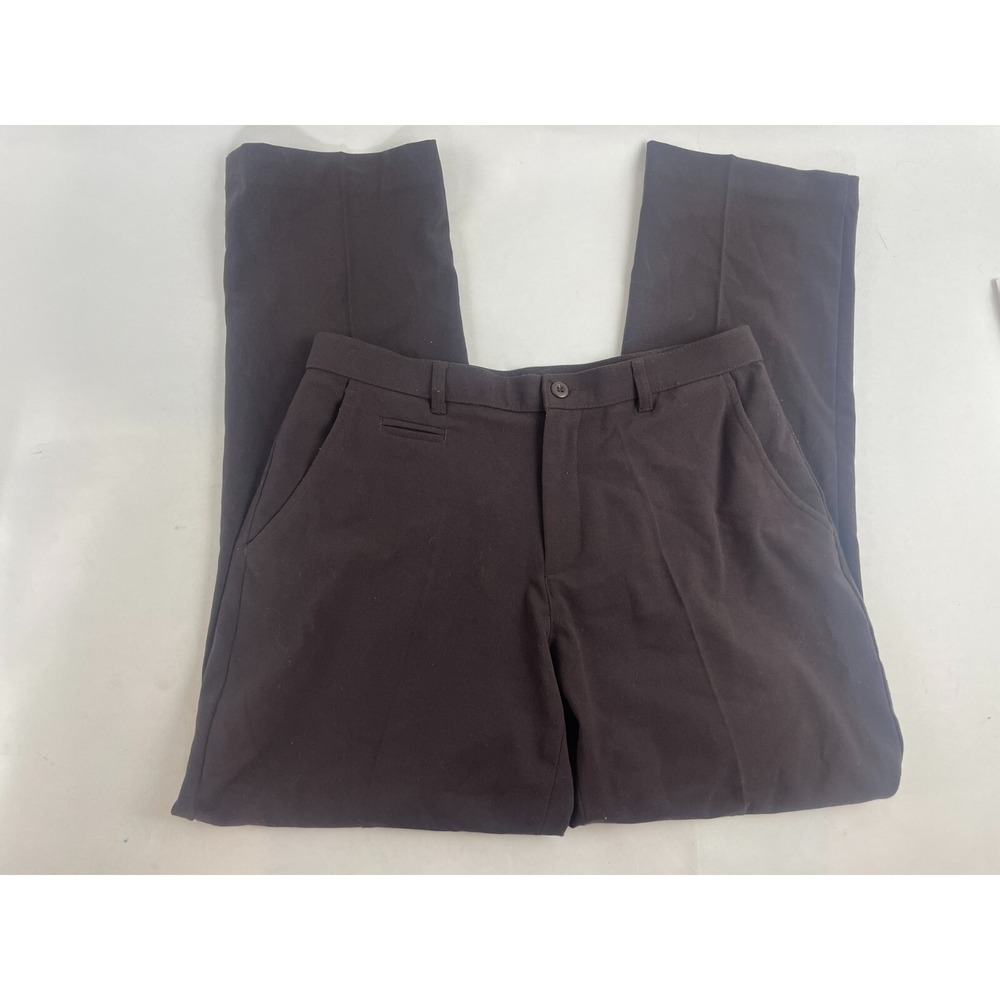 Haggar Dress Pants Women's Size 8 Petite Brown Pleated Front Mid Rise Career